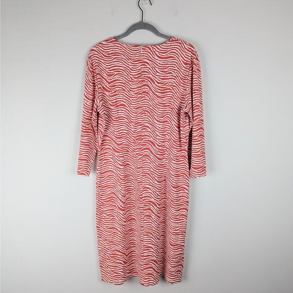 J. McLaughlin Sophia Orange White Catalina Cloth Sheath Dress‎ in Radio Waves L - Picture 4 of 7